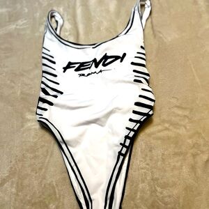 Fendi White and Black One Piece Swimsuit